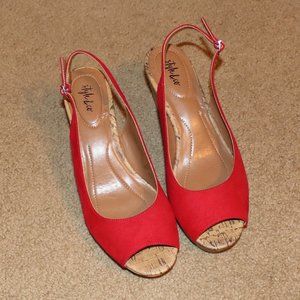 Style & Co Sling Back Wedges - Red Sz 9